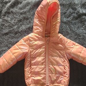 Shiny Pink Hooded Baby Puffer Jacket